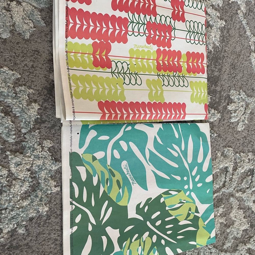 MANUHEALII TWO SHEETS OF WRAPPING PAPER 21 x 34